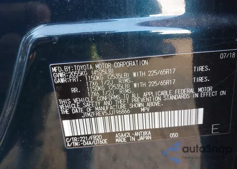 2018 Toyota Rav4 Le from USA, damaged, VIN JTMZFREV5JJ196866